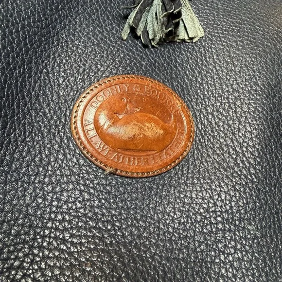 Dooney & Bourke Vintage Navy Pebbled Leather Teton Bucket Drawstring Bag - Picture 4 of 16